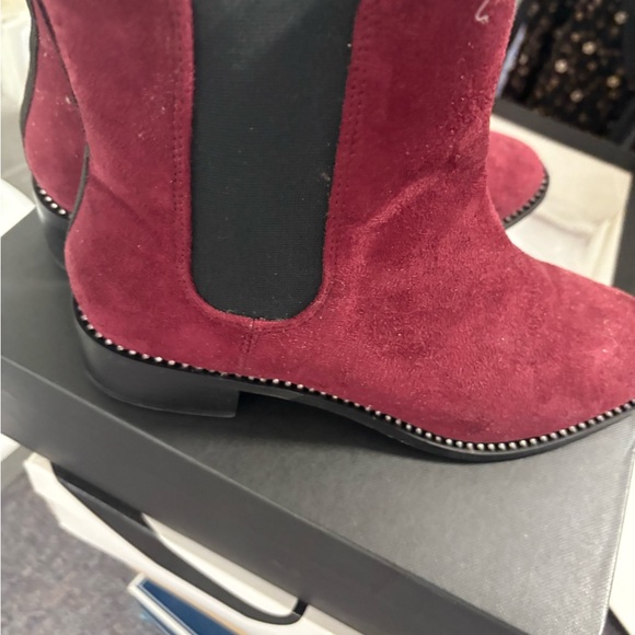 Mido Red and Black Ankle Boots with Studded Detail - Picture 1 of 4